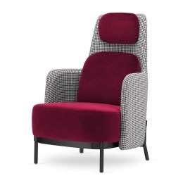 Fotel Empoli High bordowy velvet - nowoczesny glamour do salonu, pepitka, czarna podstawa