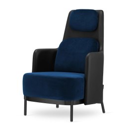 Stylowy fotel Empoli High glamour - ciemnogranatowy velvet, czarna ekoskóra do gabinetu