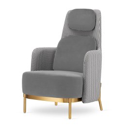 Fotel wypoczynkowy Empoli High velvet z pepitką jasnoszary - elegancja glamour do salonu