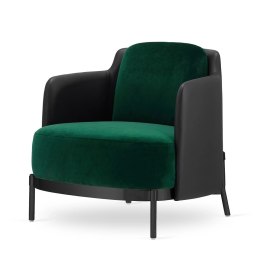 Fotel Glamour Empoli - Butelkowy Velvet, Czarna Ekoskóra, Idealny do Kawiarni