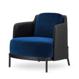 Fotel Wypoczynkowy Empoli Low - Granatowy Velvet, Czarna Ekoskóra, Designerski Komfort