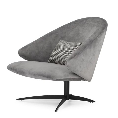 Fotel Hump szary welur (5187-43) elegancki fotel wypoczynkowy nowoczesny do salonu loft