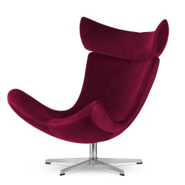 Nowoczesny fotel Larvik velvet bordowy SWAN-14, srebrna podstawa obrotowa, elegancki styl industrialny