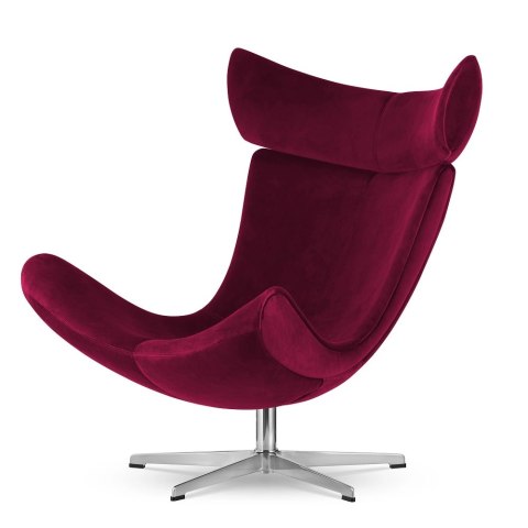 Nowoczesny fotel Larvik velvet bordowy SWAN-14, srebrna podstawa obrotowa, elegancki styl industrialny