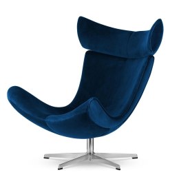 Fotel wypoczynkowy Larvik velvet ciemnogranatowy SWAN-18, srebrna podstawa, fotel obrotowy do salonu