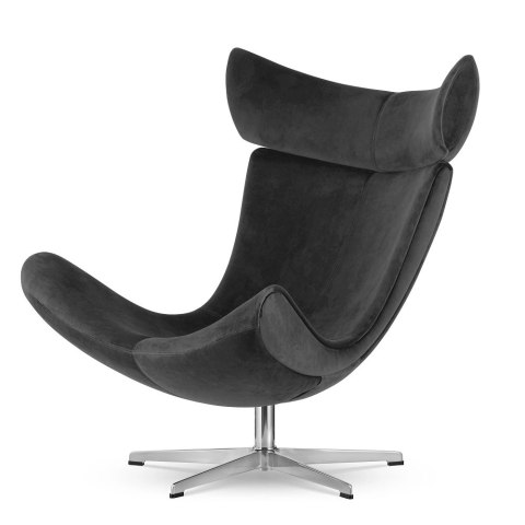 Fotel biurowy Larvik obrotowy, ciemnoszary aksamit velvet SWAN-13, srebrna podstawa, ergonomiczny fotel do pracy