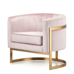 Fotel wypoczynkowy Madame pudrowy róż velvet błyszczący - złota podstawa glamour