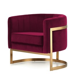 Fotel Madame velvet glamour - stylowy bordowy model ze złotą podstawą do eleganckich wnętrz