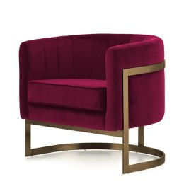 Stylowy Fotel Madame SWAN-14 bordowy velvet - komfortowy fotel wypoczynkowy z mosiężną podstawą