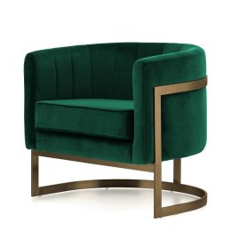 Stylowy fotel do sypialni Madame butelkowy velvet - designerska mosiężna podstawa