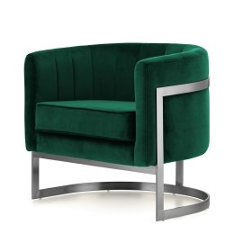 Nowoczesny fotel Madame glamour velvet butelkowy - elegancka srebrna podstawa