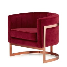 Fotel Madame velvet do salonu czerwony - elegancki welur glamour, podstawa złoty róż