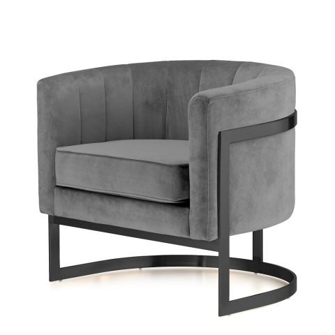 Fotel Madame velvet jasnoszary - stylowy fotel salonowy glamour z czarną podstawą