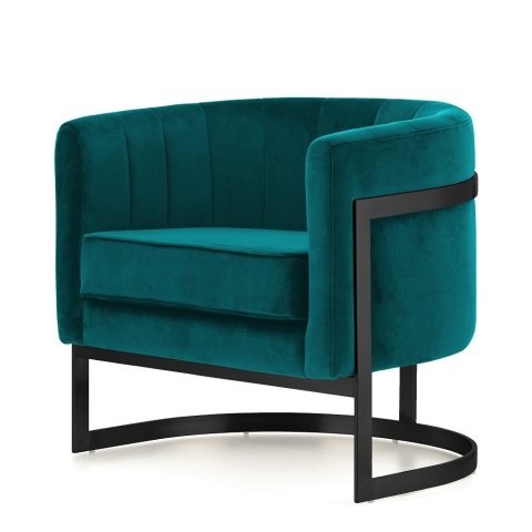 Fotel glamour Madame stylowy morski velvet - designerski model na czarnej podstawie