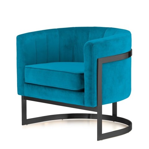 Fotel Madame velvet niebieski - designerski fotel wypoczynkowy z czarną podstawą