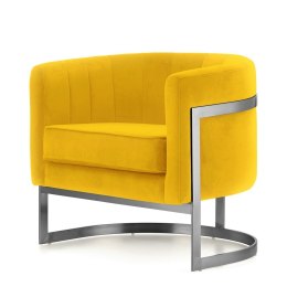 Fotel Madame velvet glamour żółty - elegancki welur, srebrny stelaż, design luxury