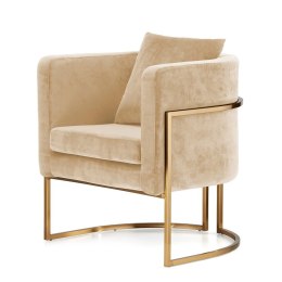 Fotel Miriam Velvet beżowy 5187-6, elegancja glamour do wnętrz, podstawa złota
