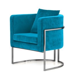 Fotel Miriam Velvet nowoczesny do salonu styl glamour Błękitny (5187-11) Srebrna