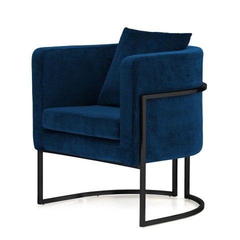 Fotel salonowy Miriam Velvet ciemnogranatowy SWAN-18 czarna podstawa - designerski fotel wypoczynkowy premium
