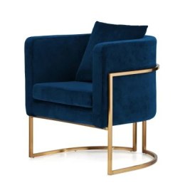 Fotel wypoczynkowy Miriam Velvet SWAN-18 ciemnogranatowy, elegancki do salonu, złota podstawa
