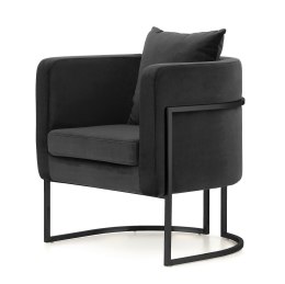 Fotel Miriam Velvet ciemnoszary SWAN-13 - nowoczesny fotel glamour z czarną podstawą