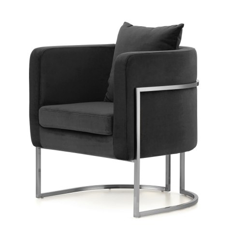Glamour Fotel Miriam Velvet Ciemnoszary - Srebrna Podstawa, Premium Design