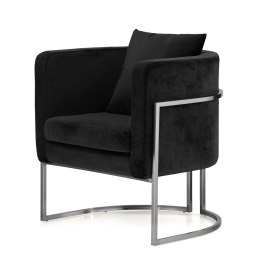 Fotel lounge Miriam Velvet czarny - designerski fotel wypoczynkowy na srebrnej nodze