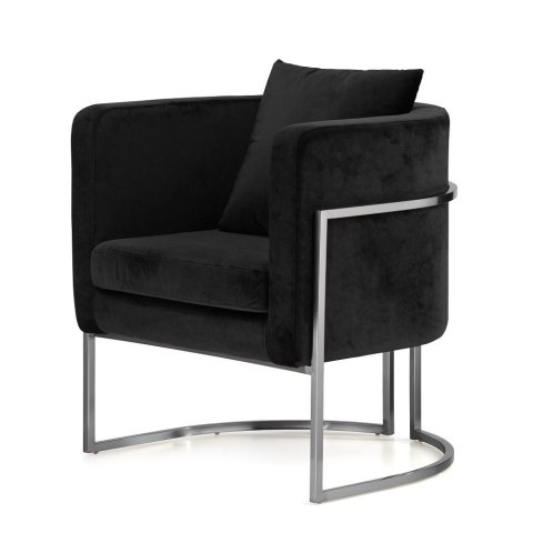 Fotel lounge Miriam Velvet czarny - designerski fotel wypoczynkowy na srebrnej nodze