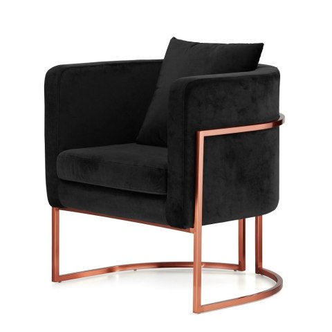 Designerski fotel Miriam Velvet czarny - elegancka podstawa różowe złoto