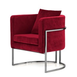 Fotel Miriam Velvet Czerwony Glamour - Luksusowy Nowoczesny Fotel do Salonu na Srebrnej Podstawie (5187-37