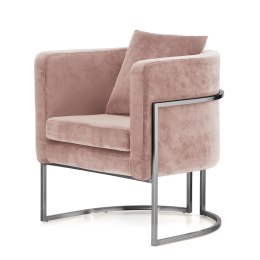 Fotel glamour pudrowy róż Miriam Velvet - stylowy fotel do salonu