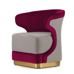 Fotel Mitia Bordowy Velvet - Pepitka, Elegancki Styl Glamour do Sypialni i Salonu