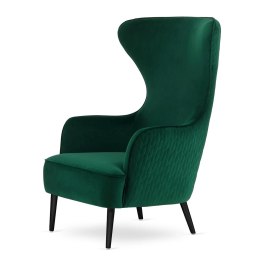 Fotel wypoczynkowy Sigal butelkowy - welurowa elegancja z przeszyciami i czarnymi nogami