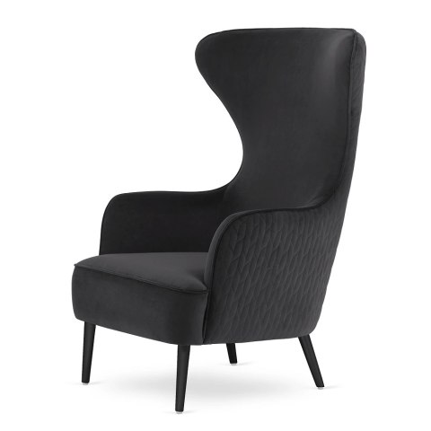 Fotel wypoczynkowy skandynawski Sigal ciemnoszary - elegancki uszak do domu, czarne nogi
