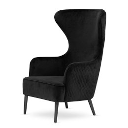 Fotel Sigal czarny velvet - stylowy uszak skandynawski do nowoczesnych wnętrz