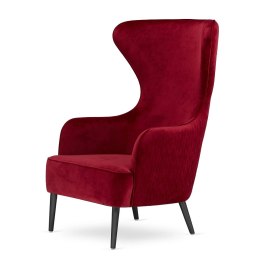 Fotel wypoczynkowy Sigal czerwony z czarnymi nogami - velvet, designerski uszak do domowej przestrzeni