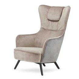 Fotel uszak Skive velvet Ciemny beż 5187-42 / Jasnoszary 5187-43 - skandynawski fotel wypoczynkowy do salonu