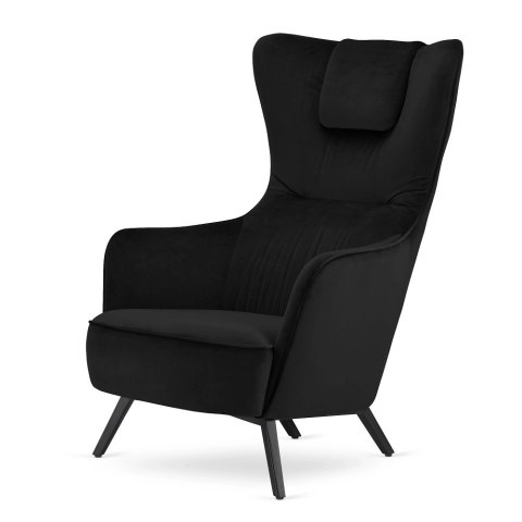 Fotel relaksacyjny Skive czarny velvet 5187-59, wygodny fotel do strefy wypoczynku