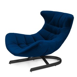 Fotel Storto XZ w stylu skandynawskim - ciemnogranatowy velvet, designerski fotel relaksacyjny do salonu, czarna podstawa
