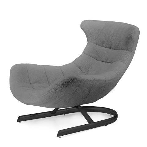 Designerski fotel Storto XZ bukla - ciemnoszary fotel lounge do relaksu, czarna podstawa