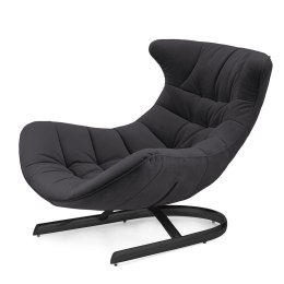 Fotel wypoczynkowy Storto XZ premium- ciemnoszary velvet, stylowy i wygodny fotel salonowy, czarna podstawa