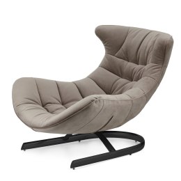 Fotel wypoczynkowy Storto XZ premium - elegancki beżowy aksamit, designerska forma do wnętrz, czarna podstawa