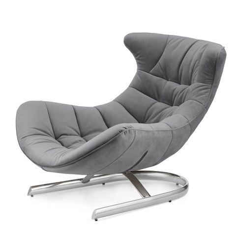 Fotel salonowy Storto XZ premium - jasnoszary velvet, elegancki fotel do wypoczynku, nowoczesny styl, srebrna podstawa