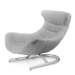Designerski fotel Storto XZ do salonu - szara bukla A-01, elegancka srebrna podstawa