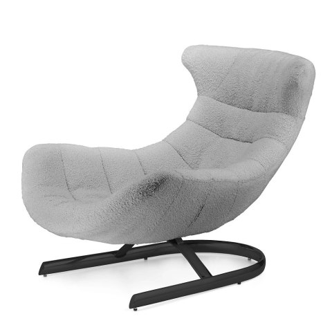 Fotel Storto XZ premium design - szara bukla, nowoczesny fotel do strefy relaksu, czarna podstawa