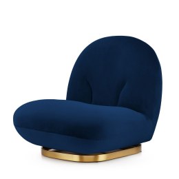 Stylowy fotel wypoczynkowy Tenero - obrotowa złota podstawa, ciemnogranatowy velvet