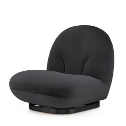 Fotel salonowy Tenero - elegancki ciemnoszary velvet z czarną podstawą