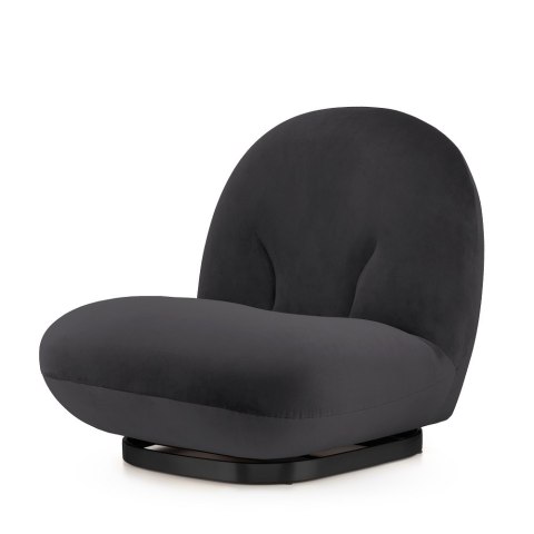 Fotel salonowy Tenero - elegancki ciemnoszary velvet z czarną podstawą