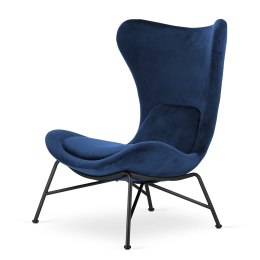 Fotel wypoczynkowy Varde granatowy velvet 5187-14, czarna podstawa, nowoczesna elegancja