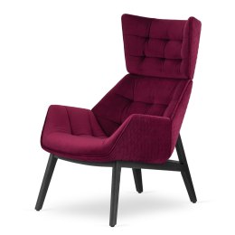 Fotel Vojens bordowy velvet - miękki fotel wypoczynkowy premium